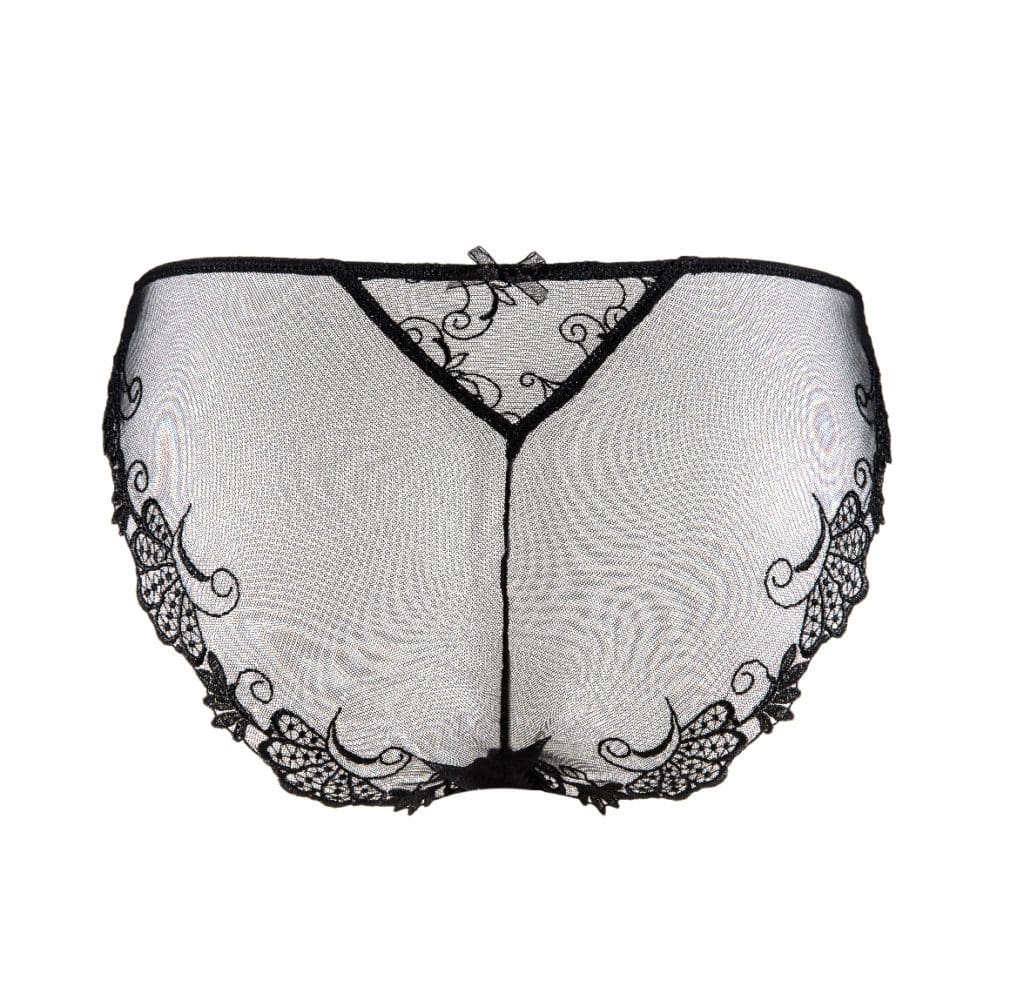 Back View of Lise Charmel Dressing Floral Italian Brief in Black
