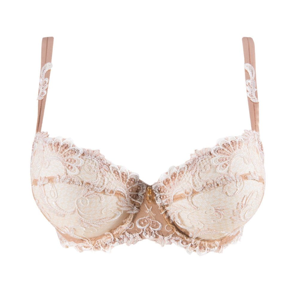 Lise Charmel Dressing Floral Half Cup Underwired Bra in Nacre Skin Colour