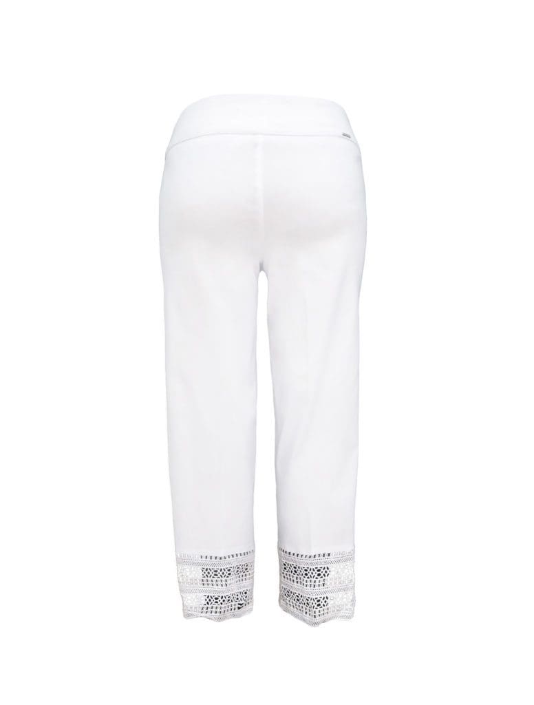 Back view of Womens Up Straight Legged Crop Trousers in White